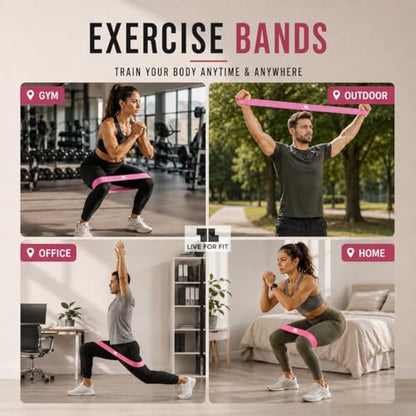 Exercise Resistance Loop Bands with Instruction Guide and Carry Bag, Set of 5 - color: Pink/Purple