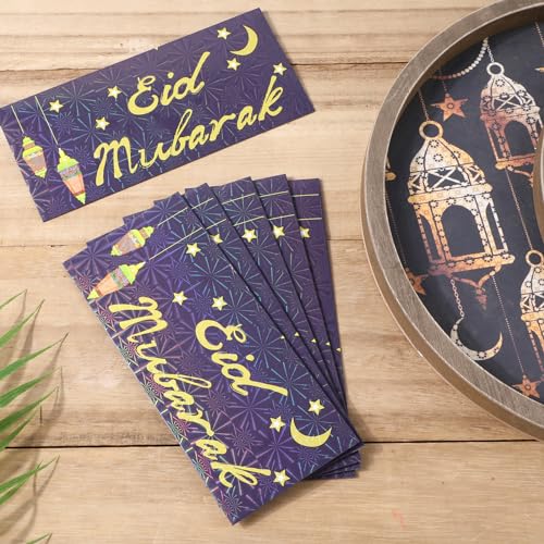 18pcs Eid Mubarak Envelopes for Money, 7 x 3.1 Inch Eid Al-Adha Gift Cards Ramadan Kareem Money Holder Pocket Cash Packet Ramadan Greeting Cards Envelope for Muslim Party Celebrations Decorations