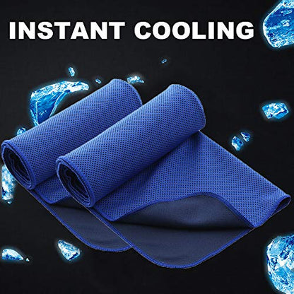Pack of 20 Cooling Towel 40x12'' Ice Towel for Neck and Face Microfiber Chilly with Bag Breathable Yoga Gym Stay Cool Towels Sweat Rag for Workout Running Camping Pilates Beach, Dark Blue - color: Dark Blue