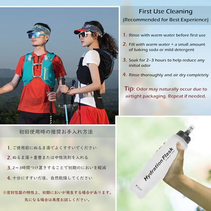 TRIWONDER Running Water Bottle Handheld Plastic Flask Hydration Vest Packs Waist Belt Replacement for Runners Marathon Cycling Hiking - color: 03 Soft Flasks - White - 350ml/11.83oz - 2 Packs