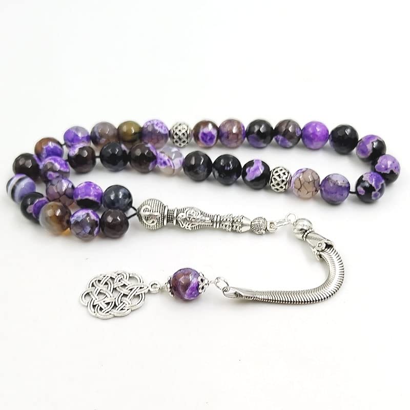 ALBASHAN Prayer Beads Purple Agate Tasbih Rosary Muslim Turkish Accessories Hand 10mm 33 45 51 66 99 100 Beads Bracelet Arabian - size: 10mmx33beads