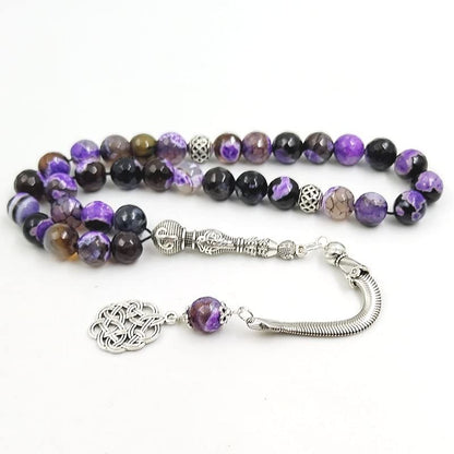 ALBASHAN Prayer Beads Purple Agate Tasbih Rosary Muslim Turkish Accessories Hand 10mm 33 45 51 66 99 100 Beads Bracelet Arabian - size: 10mmx51beads