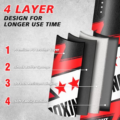 Filled Punching Bag for Adults, 4FT PU Leather Hanging Boxing Bag with 11lb Sponge Filler & 12OZ Boxing Gloves, Heavy Kicking Bag Boxing Equipment for MMA Training Karate Kickboxing - style: Fighting