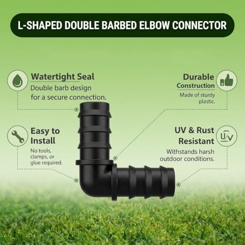5 Pack 3/4 Inch PVC Elbow Fittings | 90° Hose Barb Adapter | Schedule 40 Tube Connector | Black PVC Water Hose Elbows - size: 3/4" Insert-5pcs, style: Elbow