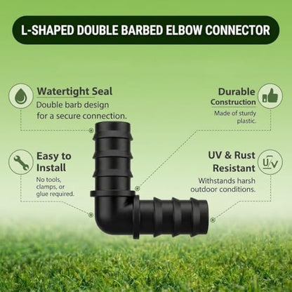 5 Pack 3/4 Inch PVC Elbow Fittings | 90° Hose Barb Adapter | Schedule 40 Tube Connector | Black PVC Water Hose Elbows - size: 3/4" Insert-5pcs, style: Elbow