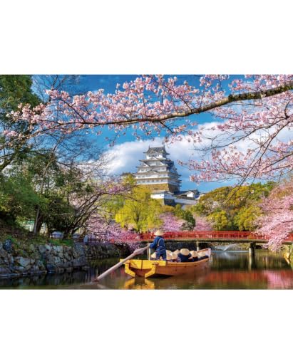 1000 Piece Puzzle for Adults, Jigsaw Puzzle with Cherry Blossoms in Japan - color: The White Heron Castle in Spring, Japan