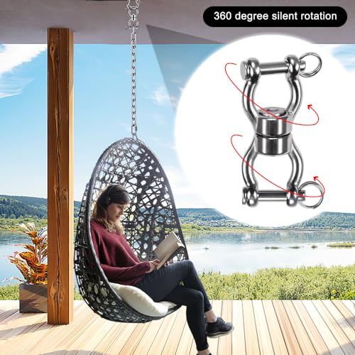 SELEWARE Heavy Duty Bearing Swing Swivel, 360° Rotation Hanging Accessory | Quiet Smooth Rotation, Supports Up to 1200LB, 2 Pack, Removable Buckle for Swings, Hammocks, Tire Swings and Heavy Bags - color: Swivel - Style B, 2 Pack