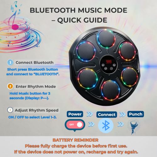 Premium Heavy Duty Burwayo Smart Music Boxing Machine for Adults | Wall-Mounted Bluetooth Punching Pad with Lights, 12 Modes Speeds, Adjustable Height, Gloves Included – Home Fitness for Teens