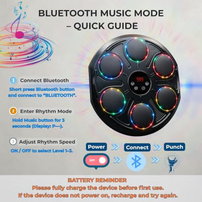 Premium Heavy Duty Burwayo Smart Music Boxing Machine for Adults | Wall-Mounted Bluetooth Punching Pad with Lights, 12 Modes Speeds, Adjustable Height, Gloves Included – Home Fitness for Teens
