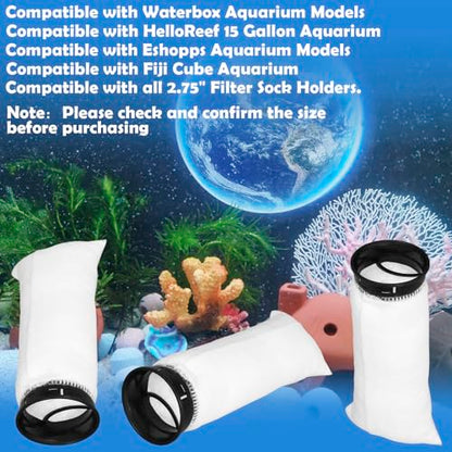 2.75 Inch 225 Micron Filter Sock Compatible with Waterbox Aquarium Models, Compatible with Eshopps Aquarium Models, Compatible with Fiji Cube Aquariums, Aquarium Filter Sock