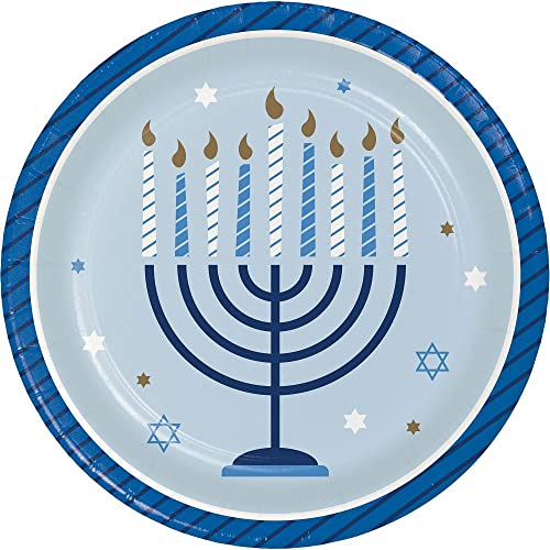 Hanukkah Party Supplies | Tableware Bundle Includes Paper Dessert Plates & Napkins for 16 People | Hanukkah Celebration Design