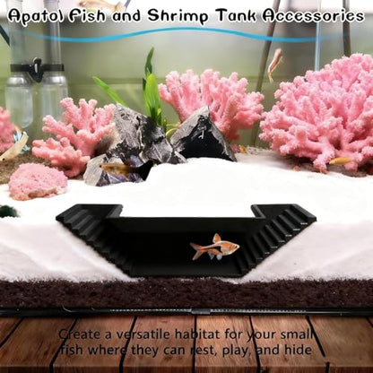 Aquarium Underground Tunnel Small Fish Cave Hideout with 2 Entrances, Shrimp Underground Viewing Tunnel, Fish Hideout Natural Habitat Aquarium Breeding Cave for Cherry Shrimp and Small Fishes