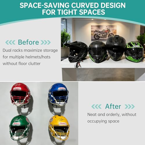 4 Pcs Wall Mounted Helmet Rack Storage Display Rack Hanger, Motorcycle Helmet Holder for Equestrian/Baseball/Iron Man/Scout Trooper/HockeyHelmet（No Helmet） - size: 4 PCS