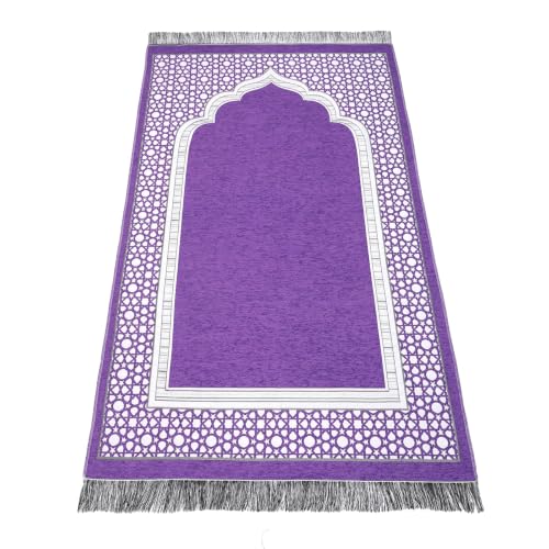 Islamic Prayer Rug Elegant Masjid Pattern Thin Mat Muslim Portable Blanket Ramadan Eid Gift Rug Turkish Prayer Carpet - Purple 1pc - color: 1pc Purplec