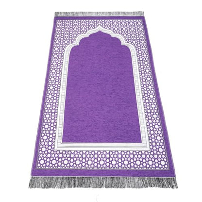 Islamic Prayer Rug Elegant Masjid Pattern Thin Mat Muslim Portable Blanket Ramadan Eid Gift Rug Turkish Prayer Carpet - Purple 1pc - color: 1pc Purplec