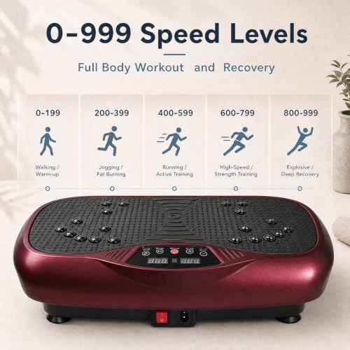 Natini Vibration Plate Exercise Machine - Power Vibrating Plate for Lymphatic Drainage,Whole Body Workout Machine for Women Weight Loss Home Fitness, - style: Red