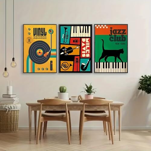 3 Pcs Jazz Club Prints Dining Room 12x16inch Wall Art Gift for Modern Home, Office, Living Room, Bedroom Decor, Unframed Canvas Poster Wall Art Gift - color: 3pc-HX44, size: 12*16inch, style: Retro