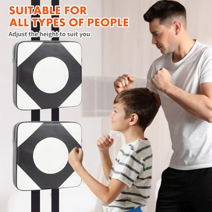 LuiceABC Wall Punching Boxing Pad, Wall Focus Target Foam, Boxing Fitness Wall Punch Bag, Leather and High Elastic Sponge Bag for Sports Training, Adjustable Height - style: White