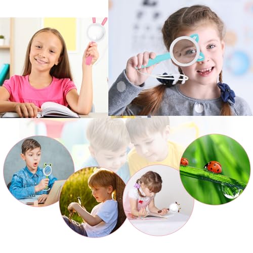 Rongon 10X Kids Magnifying Glass Handheld Magnifier for Child (4Pcs) | Animal shape magnifier student exploring nature, scientific experiment Observing insect animal plant leaves explore reading - color: 4ppcs