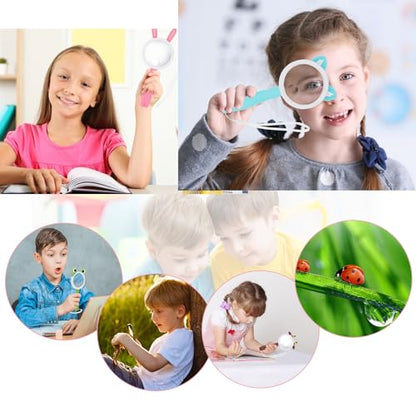 Rongon 10X Kids Magnifying Glass Handheld Magnifier for Child (4Pcs) | Animal shape magnifier student exploring nature, scientific experiment Observing insect animal plant leaves explore reading - color: 4ppcs