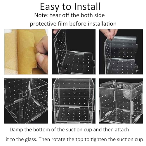 3.9 x 3.9 x 3.9 inch Acrylic Fish Breeding Box, Transparent Isolation Hatchery Incubator with Suction Cups for Guppy Shrimp Small Baby Fishes Aquarium Nursery Tank - size: 3.9 x 3.9 x 3.9inch