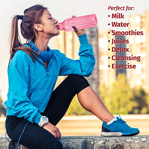 MILTON Sports Water Bottle Square Juice Box 4 Set 32 oz. Great for Juices Milk Smoothies Plastic Wide-Mouth Reusable Leak Proof Drink Bottle/Carton for School Bags Lunch Boxes Gym Flip Lid -BPA Free - size: 32 oz 4 pack