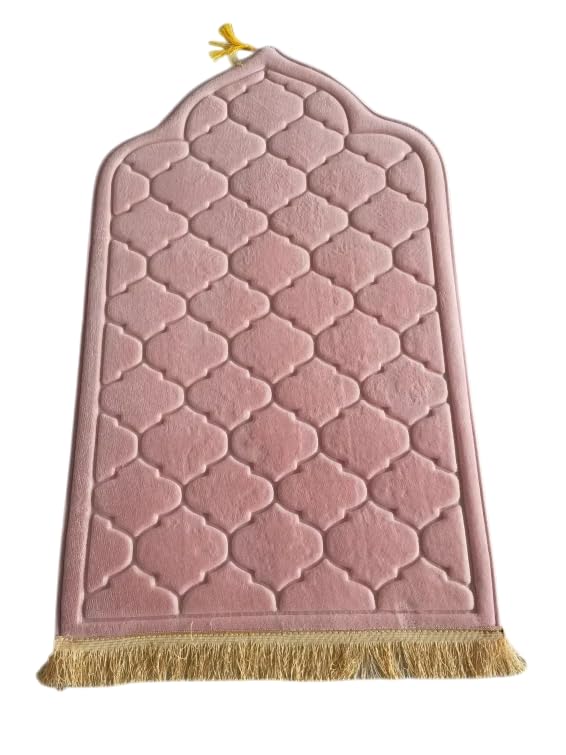 Muslim Prayer Mat, Mussallah, Zaawiya, Prayer Room, Janamaz Sajada, Carpet for Men and Women, Ramadan Gift, Eid Gift. 65x110cm (Baby Pink) - color: Baby Pink