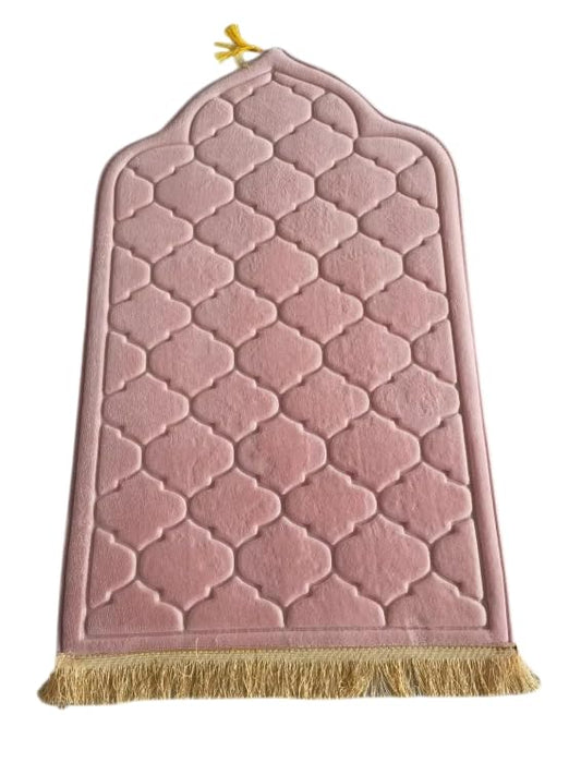 Muslim Prayer Mat, Mussallah, Zaawiya, Prayer Room, Janamaz Sajada, Carpet for Men and Women, Ramadan Gift, Eid Gift. 65x110cm (Baby Pink) - color: Baby Pink