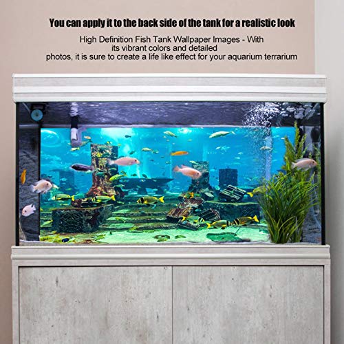 Aquarium Poster, Underwater City Ruins Background Sticker Thicken PVC Adhesive Backdrop Fish Decorative Paper(61×41cm) - size: 61×41cm