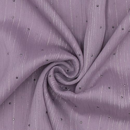 JUMISEE Sparkly Rhinestone Hijab Scarf for Women Glitter Wrinkle Chiffon Muslim Instant Hijab Long Scarves Head Wrap Shawls - color: Purple