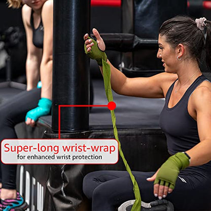 Elastic Quick Wraps by STING | Semi-Elastic Compression Fabric, Padded Knuckle Section, Expandable Finger Panels - color: Khaki, size: Small