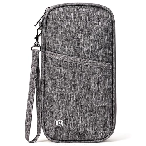 Travel Passport Wallet,RFID Blocking Waterproof Passport Holder Family Portable Travel Document Organizer for Men and Women - color: A-Dark Gray