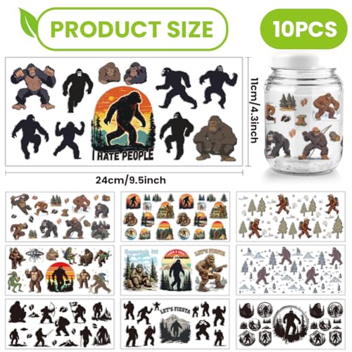 arricraft 10 Sheets UV DTF Cup Wraps for 16 OZ Glass Cups, 10 Styles Gorilla Mountains Forests Rub on Transfers PVC Transfer Stickers Waterproof Rub Decals for DIY Your Holiday Presents 9.4x4.3inch - style: Gorilla Mountains Forests