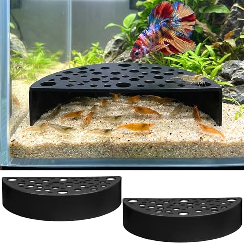 2 Pcs Shrimp Hides for Aquarium, ABS Plastic Aquarium Cave Shelters Small Fish Shrimps Tunnel House with Multiple Holes for Fish Tank Decor Accessories