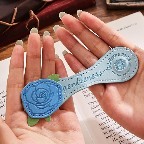 3 PCS Fruit of Spirit Magnetic Leather Bookmarks, Floral Patterns (Faithfulness Gentleness Temperance) of Galatians, Bible-Inspired Page Markers, Gift for Book Lovers, Students, Book Accessories - style: Faithfulness Gentleness Temperance
