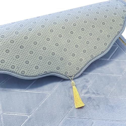 JE JOUE Prayer Rug Muslim Mat Islamic - Thickening Sponge Muslim Rug for Men Women Household Halal Prayer mat Eid Travel Ramadan（Light Gray） - color: Light Gray