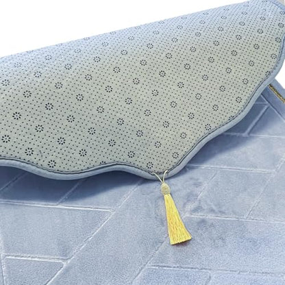 JE JOUE Prayer Rug Muslim Mat Islamic - Thickening Sponge Muslim Rug for Men Women Household Halal Prayer mat Eid Travel Ramadan（Light Gray） - color: Light Gray