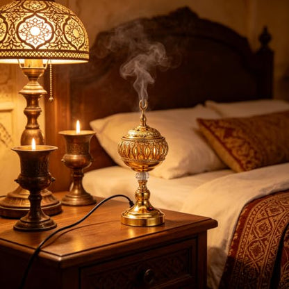 DECHOUS Bakhoor Burner: Arabian Style Electric Incense Burner Plug in Censer for Home Office Aroma, Middle Eastern Bukhoor Censer for Yoga Spa Relaxation, Us Plug