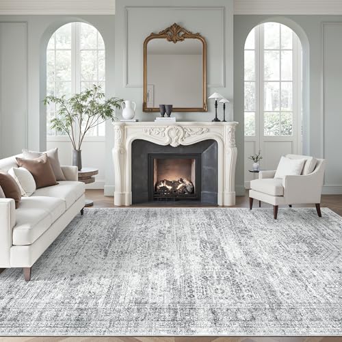 Soalmost Washable Area Rug 8x10 Large Soft Grey Rugs for Living Room - color: Grey, size: 8' x 10' (Rectangular)
