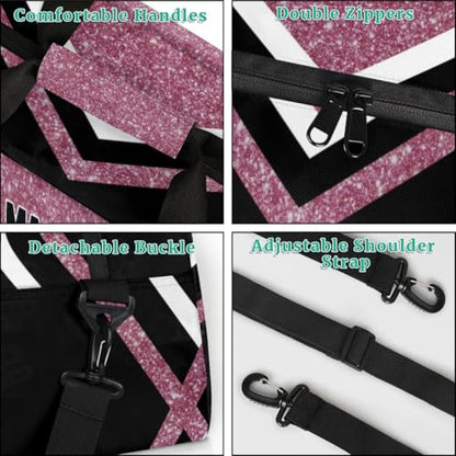 Custom Name Sports Volleyball Bag, Gym Bag Sports Travel Duffle Bag Tote Carry On Weekend Sports Travel Bag, Water Pink Glittering with Black - color: Pink Black