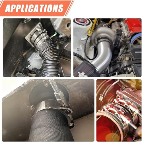 4 Pack 1.5" T-Bolt Hose Clamps, 304 Stainless Steel Turbo Intake Clamp, Working Range 1.73"-2.05"(44mm-52mm) for 1.5" I.D. Hose with 5mm Wall Thickness - size: 1.5" hose clamp 44mm-52mm (1.73"-2.04")