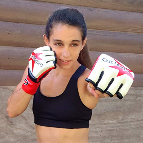Starpro MMA Grappling Gloves for Men & Women - Faux Leather with Dense Padding- Sparring Training Kickboxing Martial Arts Competition - color: Red/Black, size: XX-Large