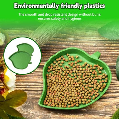 2PCS Reptile Food Water Bowl, Leaf Shape Dish for Tortoise Lizard Gecko | leaf-shaped plastic bowls (2 sizes),durable&bite-resistant.Shallow edges for easy access,easy to clean.For turtles,lizards