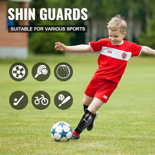 MENOLY Soccer Shin Guards，Kids Youth Soccer Shin Guards Sleeves with Honeycomb Pads for 7-18 Boys Girls Shin Pads Protective Soccer Equipment for Youth Adult High Impact Resistant & Comfortable - size: Large