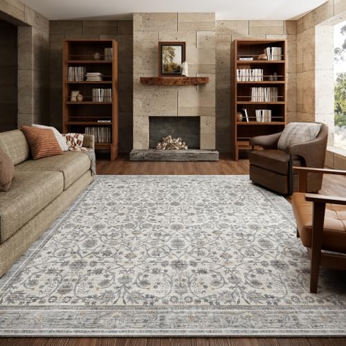 Machine Washable Rugs for Living Room: 8x10 Area Rugs for Bedroom - color: Beige/Grey/Multi, size: 8' x 10' (Rectangular)