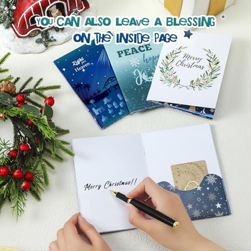 AmazingSpark 4 Set Christmas Gift Card Booklet Cardboard Nativity Scene Christmas Card for Gift Religious Xmas Money Holder Envelope for Cash Xmas Surprise Money Booklet for Adult Employee - style: Modern