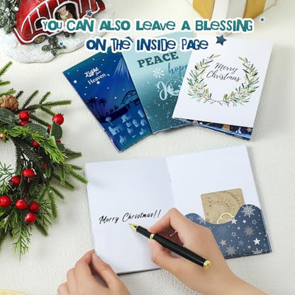 AmazingSpark 4 Set Christmas Gift Card Booklet Cardboard Nativity Scene Christmas Card for Gift Religious Xmas Money Holder Envelope for Cash Xmas Surprise Money Booklet for Adult Employee - style: Modern