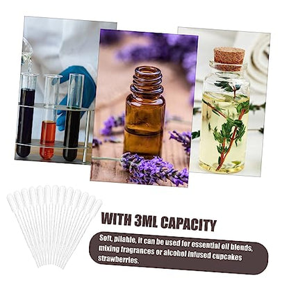 100pcs 3ML Pasteur Pipette Lab Transfer Pipettes Disposable Dropper for Mixing Washable Soft and Pliable