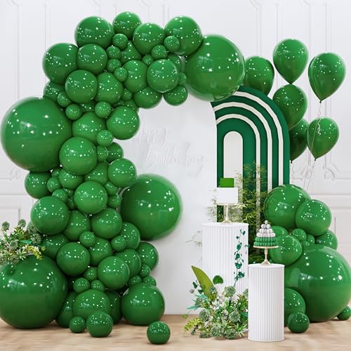 PartyWoo Dark Green Balloons 145pcs Different Sizes of 18 12 10 5 Inch Emerald Hunter Forest Green Balloon Arch Kit for Birthday Christmas Graduation Dinosaur Jungle Theme Party Decorations Green-Y56 - color: Green-y56