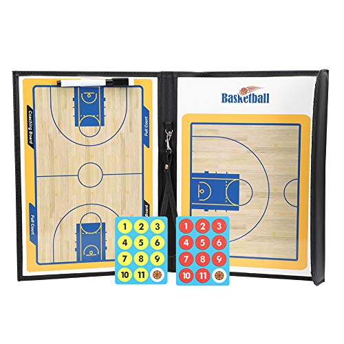 Magnetic Coaching Basketball Board, Colorful Folding Tactics Teaching Display Plate PU Leather Water Proof Training Clipboard for Teaching Instruction